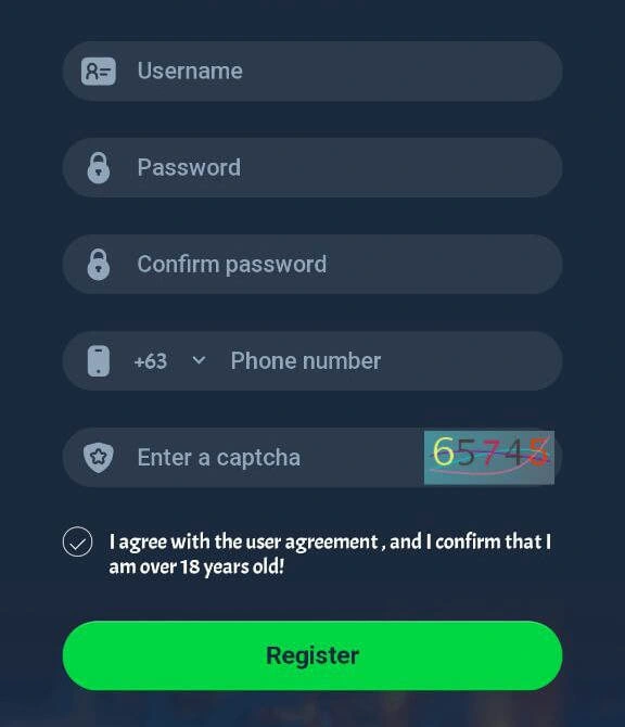 BET18 casino register form with slot access and login via app
